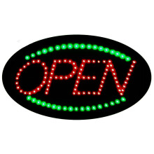 LED Open Sign Oval Animated Display with Dual Switch Bright Green Lighting for Business