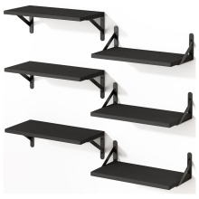 Zwevende wandplanken, landelijke wandplanken (6 stuks, zwart)