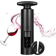 Wine Bottle Opener Set with Wing Corkscrew, Vacuum Stopper and Aerator Pourer, Black