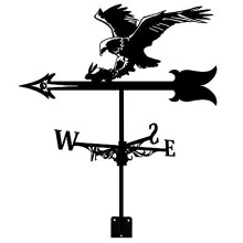 Garden Weathervane Metal Wind Direction Indicator Rust Resistant Black Roof Mount Outdoor Decor