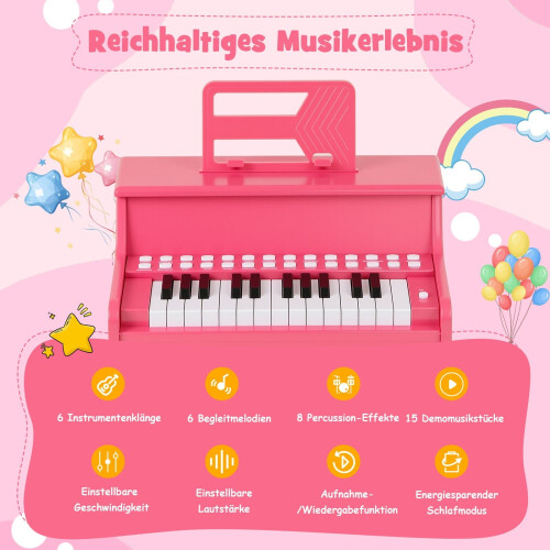 25-Key Kids Digital Piano, Adjustable Speed, Pink 2
