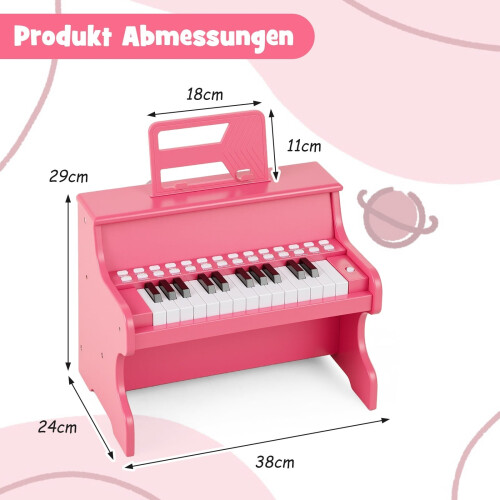 25-Key Kids Digital Piano, Adjustable Speed, Pink 1