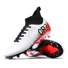 (222-C-White, 42) Soccer Shoes for Men Cleats Mid-top Non-Slip FG/TF Football Boots Chuteira Campo High-quality Match Sneakers Futsal Indoor