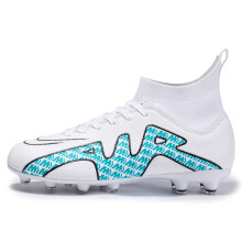 (CK15-C-WhiteBlue, 37) Men's Soccer Shoes Children Football Boots TF/FG Outdoor Grass Proffesional Anti-Slip Soccer Shoes New Arrival 2022 Sneakers
