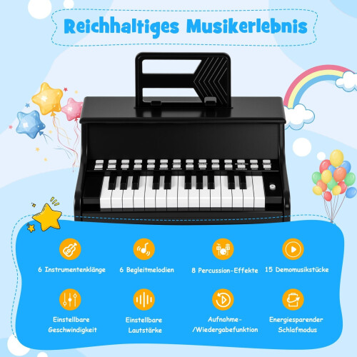 25-Key Kids Digital Piano, Adjustable Speed, Black 2