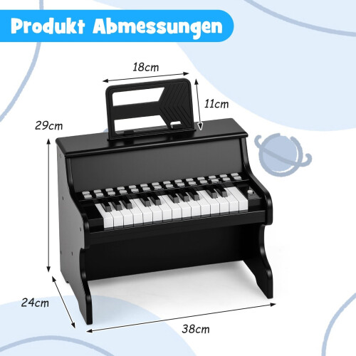 25-Key Kids Digital Piano, Adjustable Speed, Black 1