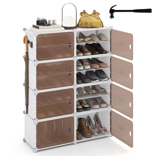 8patrový botník s nastavitelnými policemi pro 32 párů