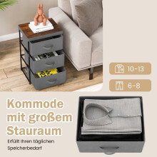 Nachttisch mit Stoffschubladen, Metallgestell, 2er-Pack, Grau