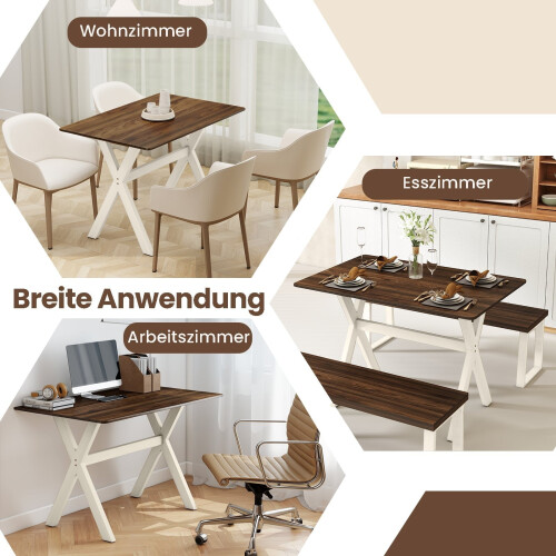 Esstisch mit X-Gestell, Walnuss-Finish, 110 x 71 cm 2