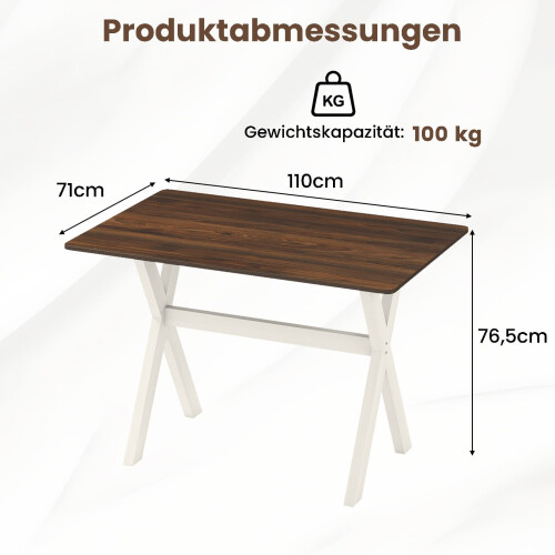 Esstisch mit X-Gestell, Walnuss-Finish, 110 x 71 cm 1