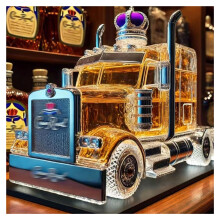 Truck Shape Whiskey Decanter Glass Liquor Bottle for Men with HandBlown Craft and Easy Pour