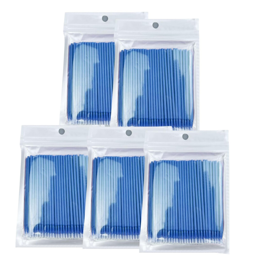 Blue Micro Cotton Swabs 500Pcs With Precise 3.0Mm Tip, Disposable Micro Brushes For Makeup And Eyelash Extensions