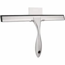 Shower Squeegee for Glass Doors, Streak Stainless Steel with Silicone Blade and Adhesive Hook Medium