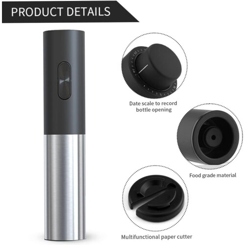 Electric Wine Bottle Opener Set with Foil Cutter, Battery Powered Automatic Corkscrew, 2 Pack Black Ref: 8339 1