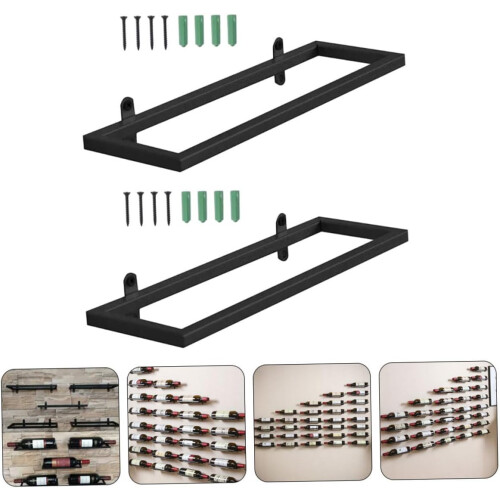 2Pcs Wall Mounted Wine Rack Rustic Iron Space Saving Bottle Holder for Home Bar Decor 2
