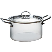Glass Cooking Pot 3.5L Clear Glass Saucepan with Lid, Borosilicate Stove  Pot for Soup and Pasta