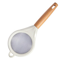 Stainless Steel Fine Mesh Strainer with Wooden Handle, Flour Sieve for Baking, Tea, Rice, Juice