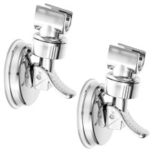2 Pack Shower Head Holder with Strong Suction Cup, No Drill Removable Bracket for Glass, Tile, Marble Walls