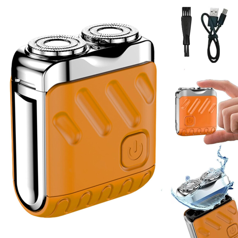 Orange Electric Shaver For Men With Doublering Floating Blades, Ipx7 Wet And Dry Beard Trimmer,