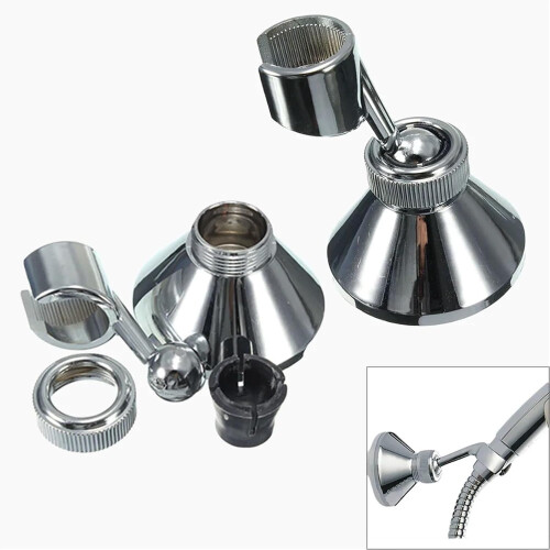 3 Pcs Adjustable Wall Mount Shower Head Holder, Rotatable Chrome Bracket for Bathroom Upgrade 2