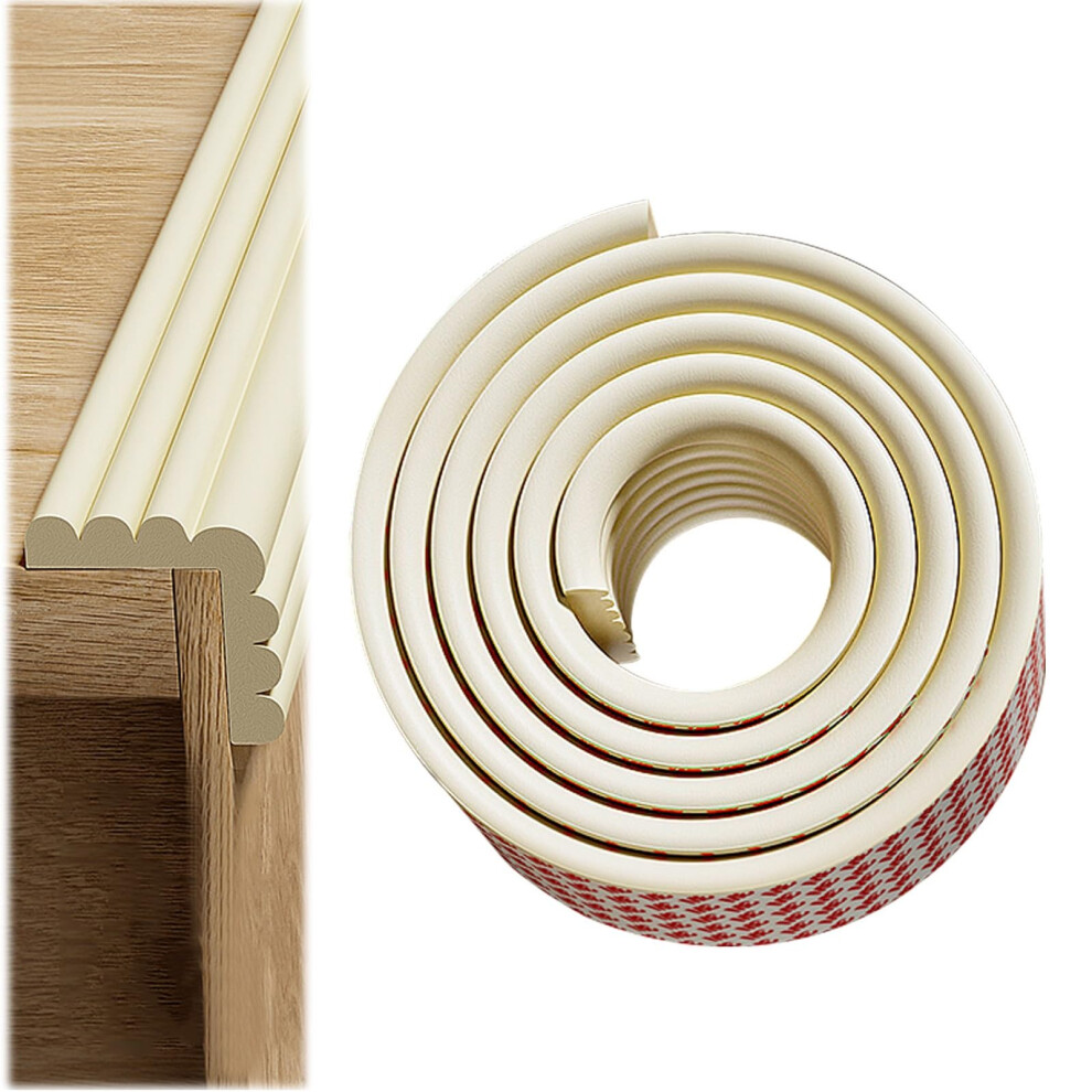 Furniture Edge Protector with Impact Cushioning, Self Adhesive Foam Corner Guard Strip, Beige 6M