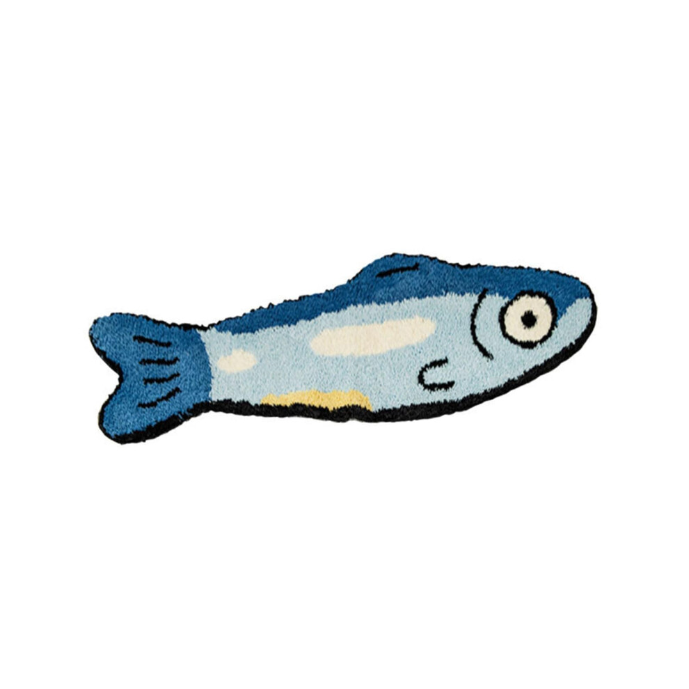 Fish Shape Kids Bedroom Rug with SlipProof Flocking Carpet for Easy Cleaning 12' x 1'5'