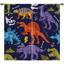 Dinosaur Curtains Jungle Forest Wildlife Window Drapes for Kids Bedroom Living Room Rod Pocket 2 Pack 52x63 Inch