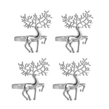 Christmas Elk Napkin Rings Set of 4 Alloy Deer Holders for Holiday Wedding Party Table Decor