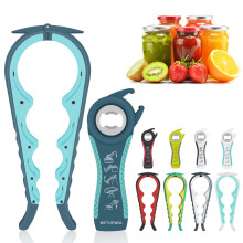 Jar Opener 5 in 1 Can and Bottle Opener with Silicone Handle for Kids, Seniors, Arthritis (Blue)
