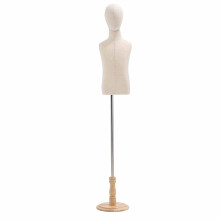 Adjustable Child Mannequin Stand with Stable Wooden Base for Kids Clothing Display and Sewing
