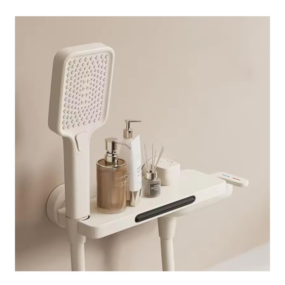 Wall Mount Waterfall Bathtub Faucet With Handheld Shower, Single Handle Tub Mixer Tap For Bathroom White 9174973833512