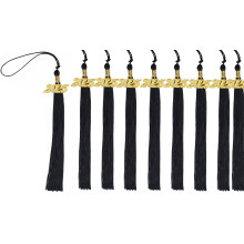 2025 Graduation Tassel with Gold Year Charm, Black Cap Tassel 10Pack Durable Polyester