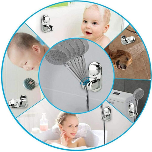 Adjustable Shower Head Holder with Suction Cup, 360 Rotating Wall Mount Bracket, Tool Install 1