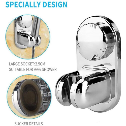 Adjustable Shower Head Holder with Suction Cup, 360 Rotating Wall Mount Bracket, Tool Install 2