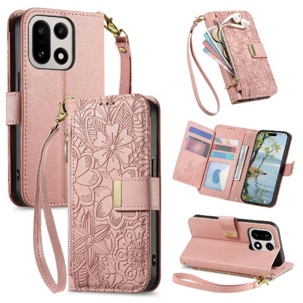 () Flip Case For Oneplus 15 Gift Choice Kickstand Viewing Floral Embossed Full Protection Wallet Function 764563187904