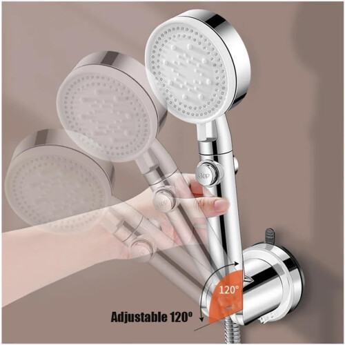 Adjustable Shower Head Holder with Suction Cup Mount for Bathroom Wall, White Bracket Ref: 5920 2
