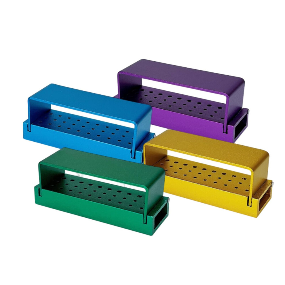 Dental Bur Blocks 4Pcs 30 Hole Autoclavable Aluminum Holder With Lid For Dental Office 9113335952508