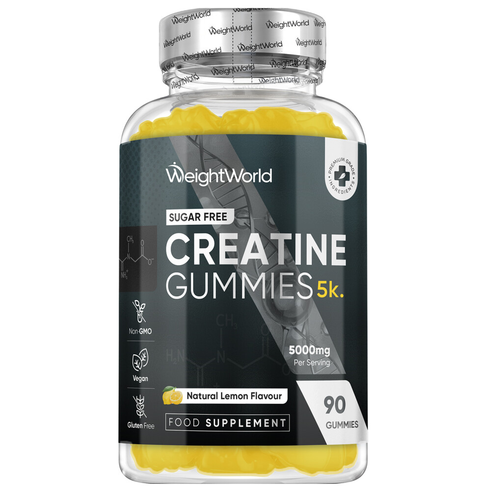 Weightworld Creatine Gummies 90Ct Lemon Flavor 1 Month Supply Vegan & Sugar-Free