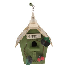 Rustic Wooden Hanging Bird House with Colorful EcoFriendly Handmade Design for Garden Outdoor Decor