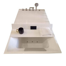 Bathtub Cover and Bath Tray, Foldable PVC Lid, Dustproof Heat Retention Board, 160x80cm White