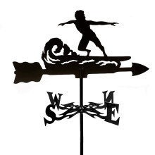 Metal Weather Vane Wind Direction Indicator Stainless Steel Garden Roof Ornament Fisherman Style