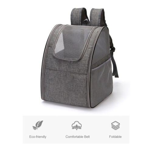 Foldable Breathable Cat & Small Dog Backpack Carrier with Pockets, Adjustable Fit