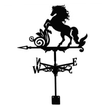 Stainless Steel Horse Weather Vane Wind Direction Indicator for Garden Courtyard Decoration