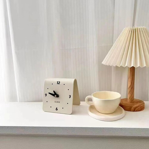 Small Table Clock Silent NonTicking Scandinavian Decor Compact Analog for Bedroom Office White 1