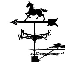 Outdoor Metal Weathervane with Roof Mount, 360 Wind Rotation, UVResistant Rustic Garden Decor 35x50cm
