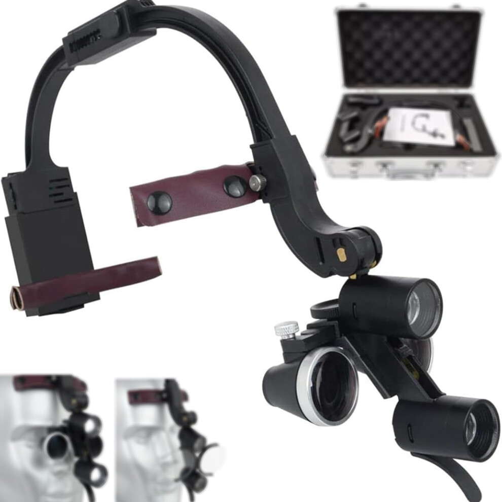 Dental Loupes with LED Headlight 2.5x 3.5x Dual Magnification Rechargeable Battery for Dentistry