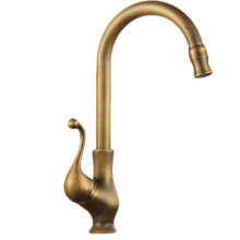 Kitchen Faucet Brass Vintage 360 Swivel Single Hole Hot and Cold Mixer Tap for Bathroom Sink