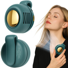 Portable Bladeless Fan with Silent Design, USBC Rechargeable, ClipOn Hands Cooling, Green