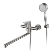 Bathtub Faucet with Handheld Shower Stainless Steel Brushed Wall Mount Hot and Cold Water Set