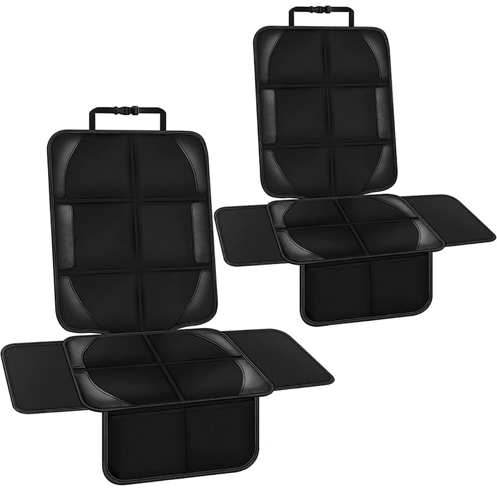 2Pcs Car Seat Protector For Baby And Pets, Waterproof Kick Mat With Storage Pocket, Compatible With Cupra Leon Estate Tavascan Black